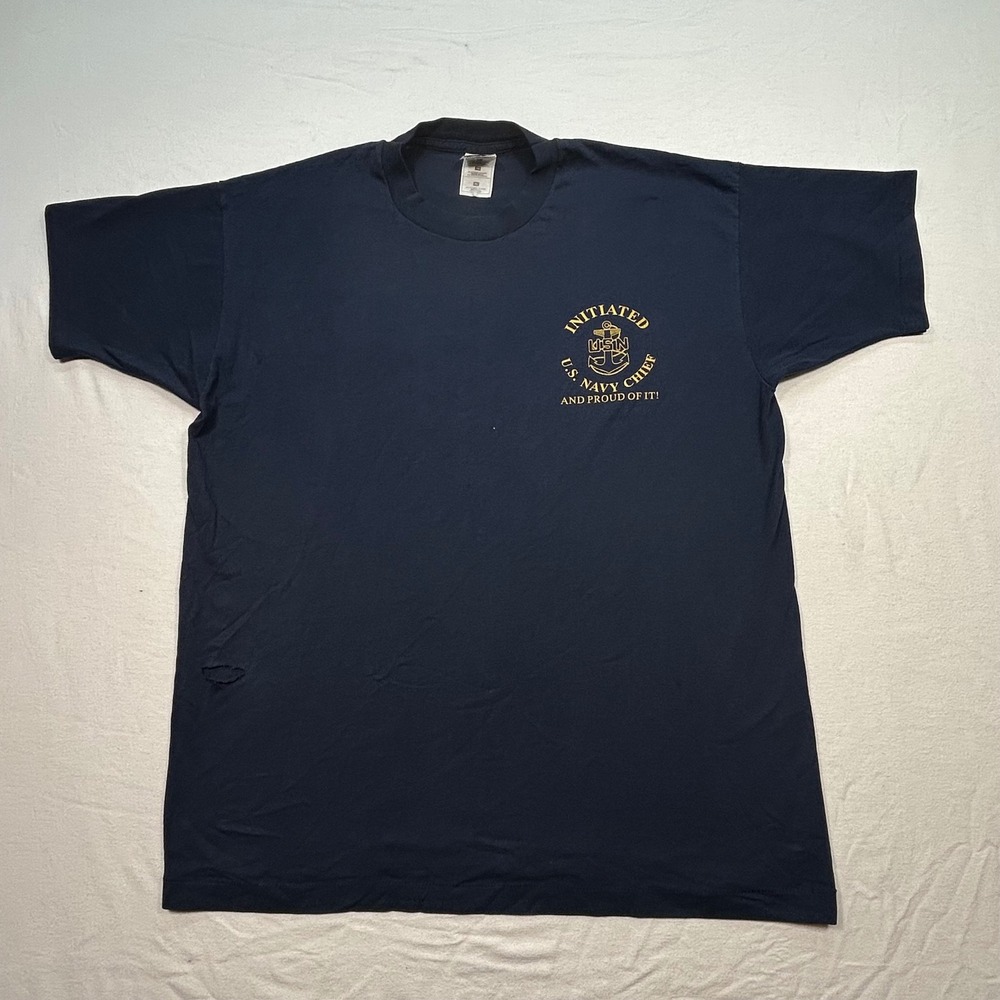 Navy‎ US Navy Chief Quantico T Shirt XL Mens Distressed Vintage Ripped